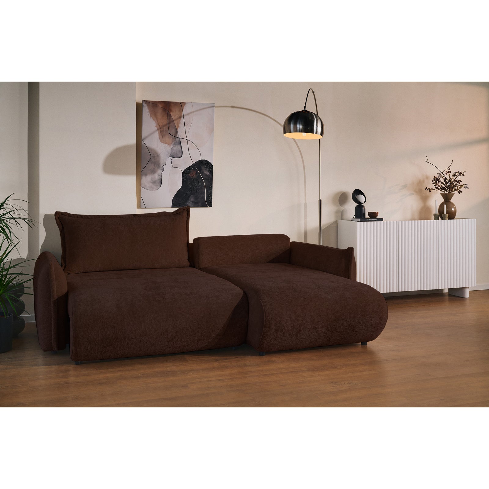 Kampinė sofa-lova CUSHI, ruda, dešinė