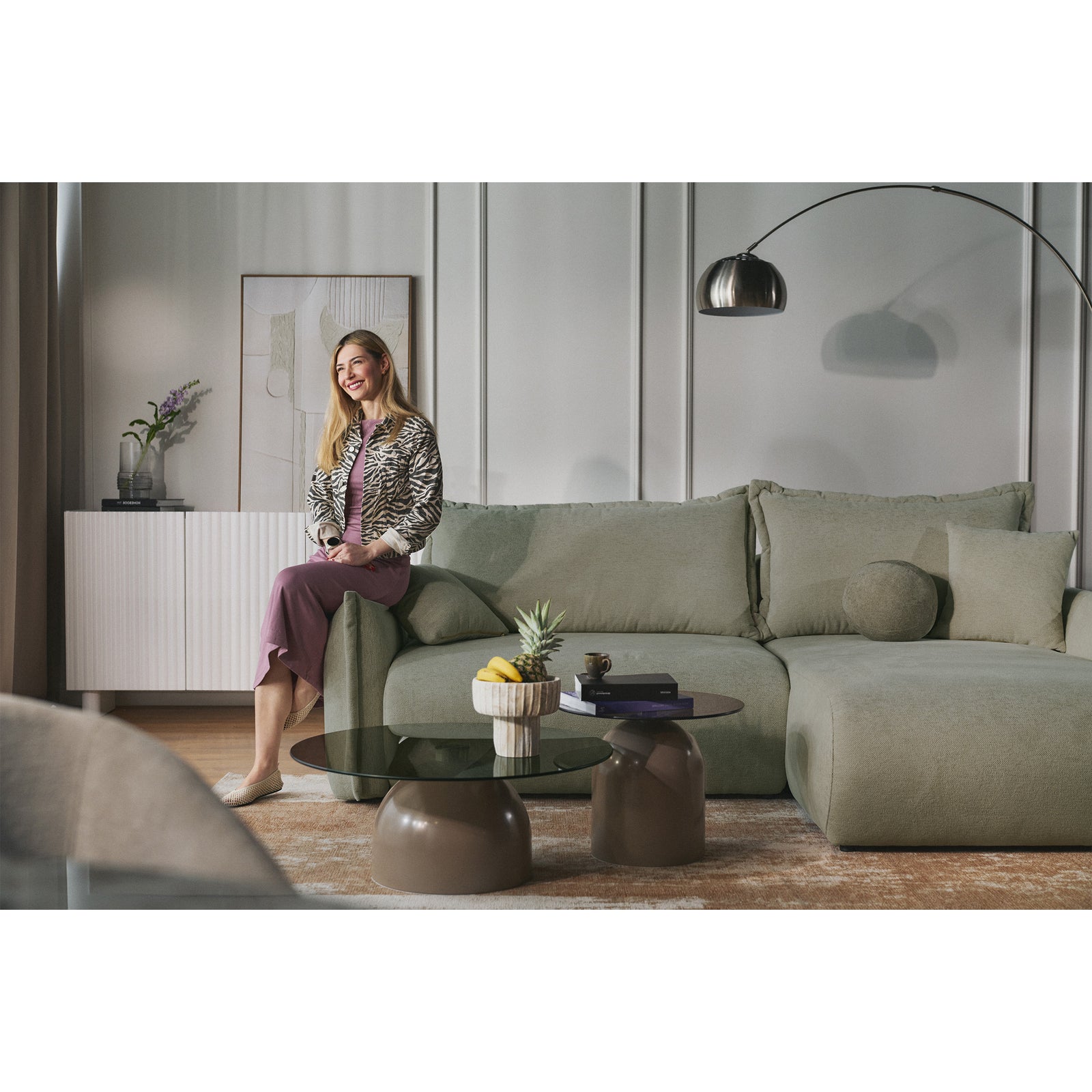 Kampinė sofa-lova CUSHI, šalavijų, dešinė