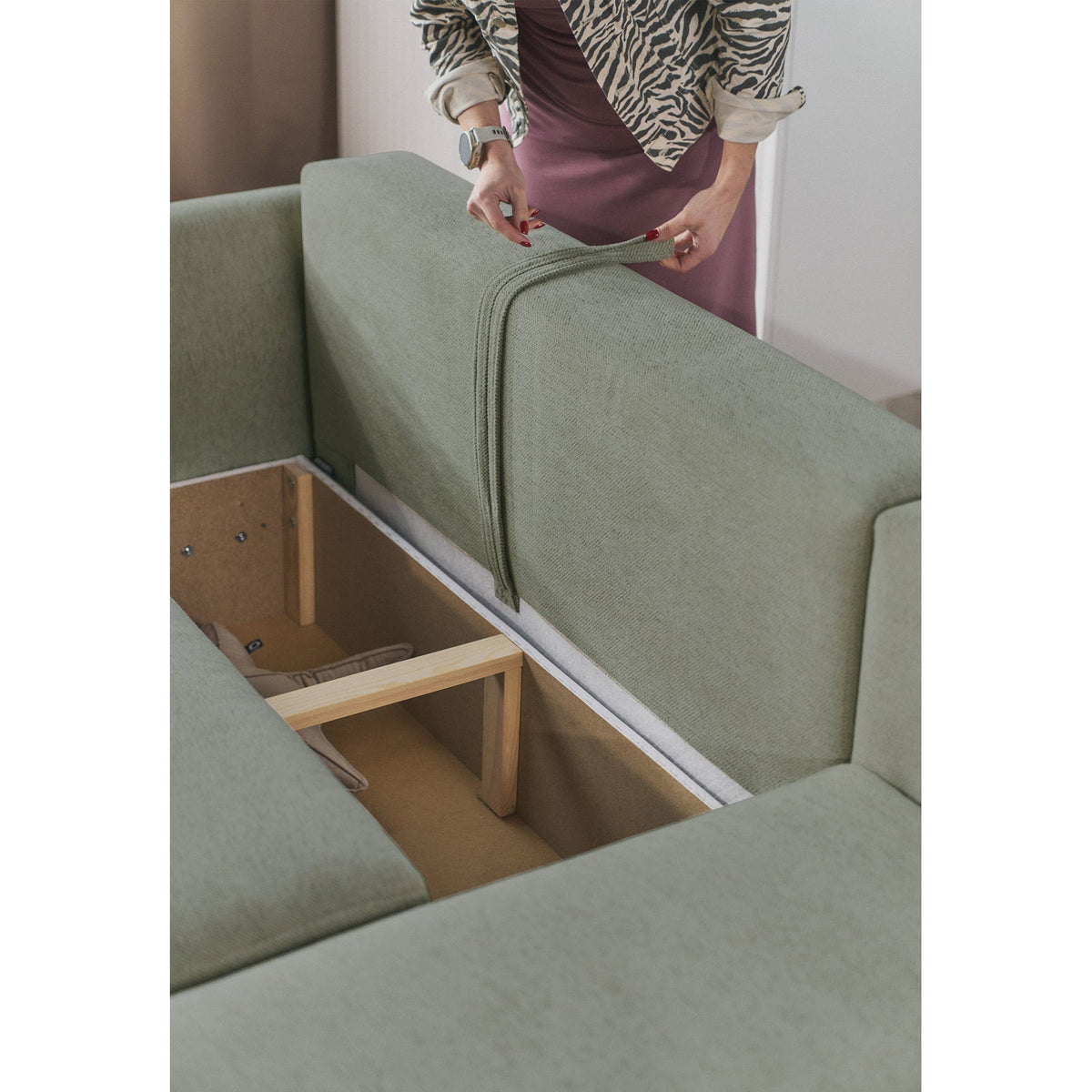 Kampinė sofa-lova CUSHI, šalavijų, dešinė