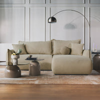 Kampinė sofa-lova CUSHI, smėlinė, dešinė