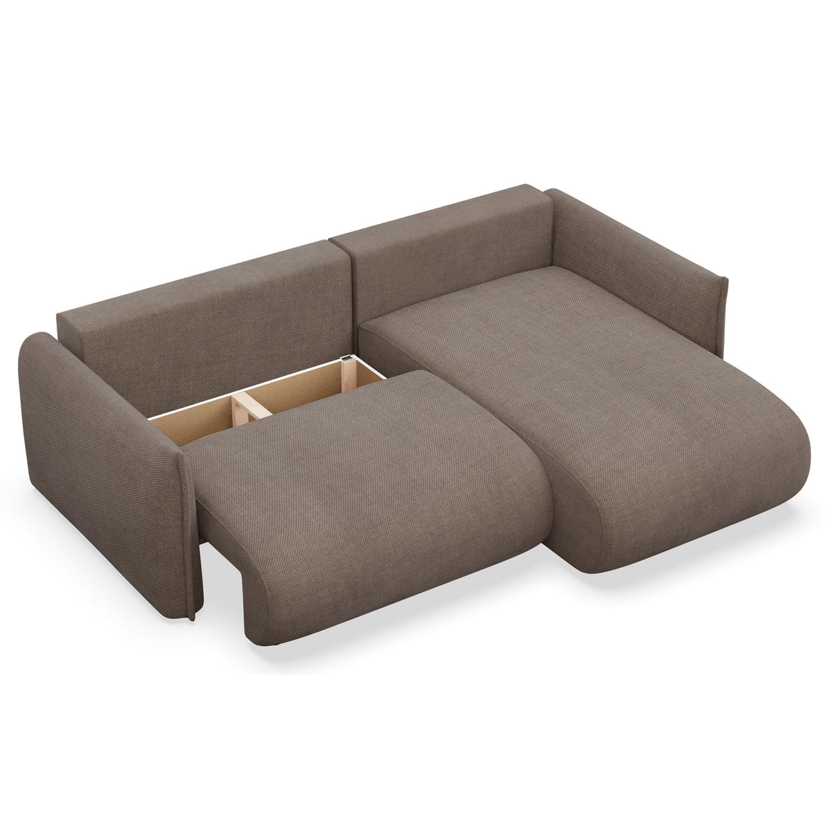 Kampinė sofa-lova CUSHI, šviesiai ruda, dešinė