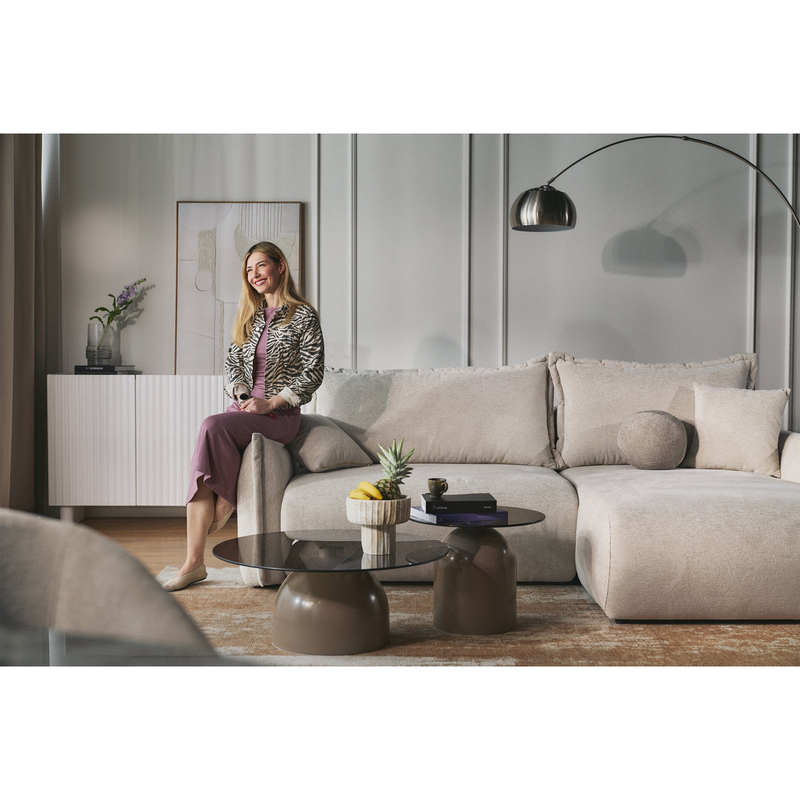 Kampinė sofa-lova CUSHI, šviesiai smėlinė, dešinė