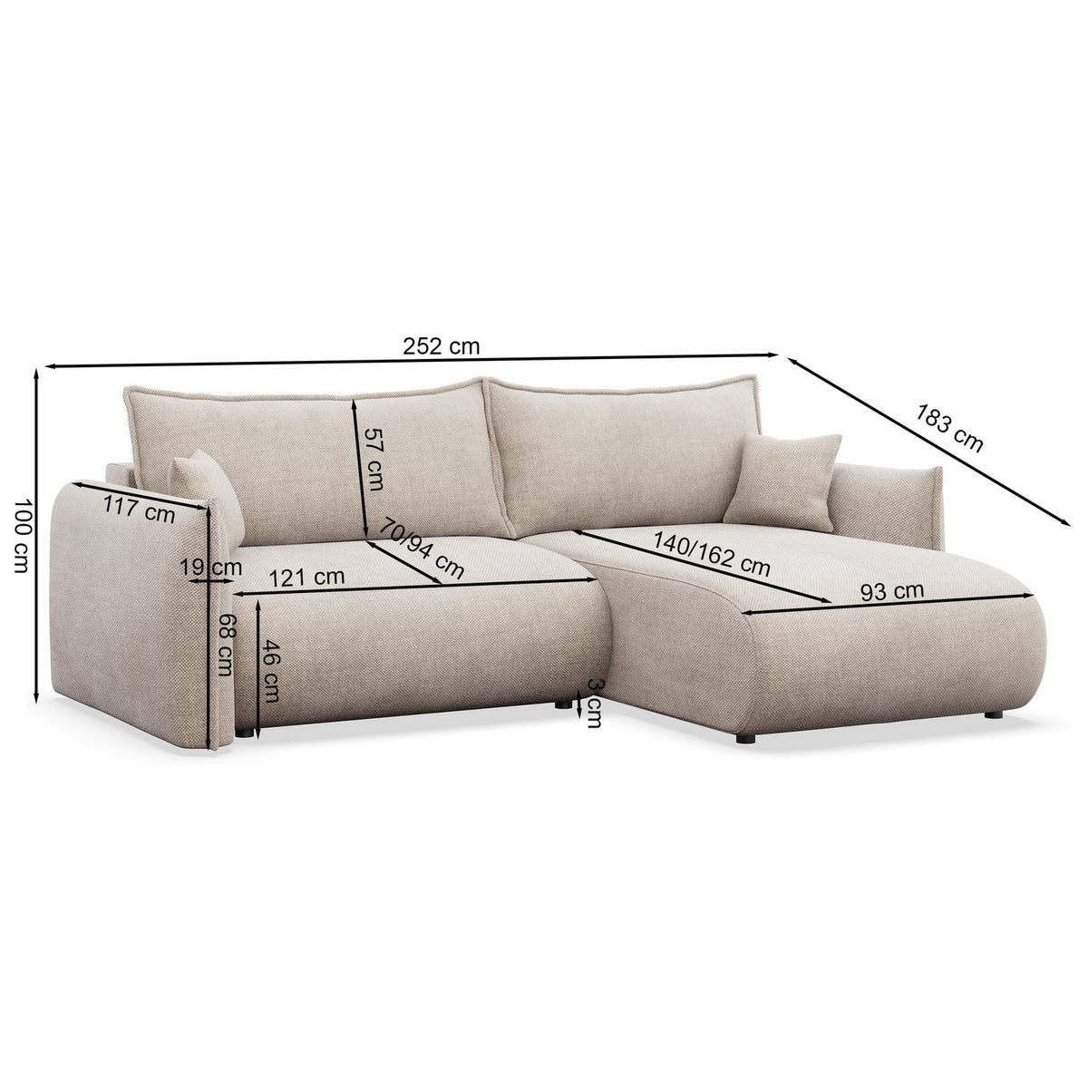 Kampinė sofa-lova CUSHI, šalavijų, dešinė