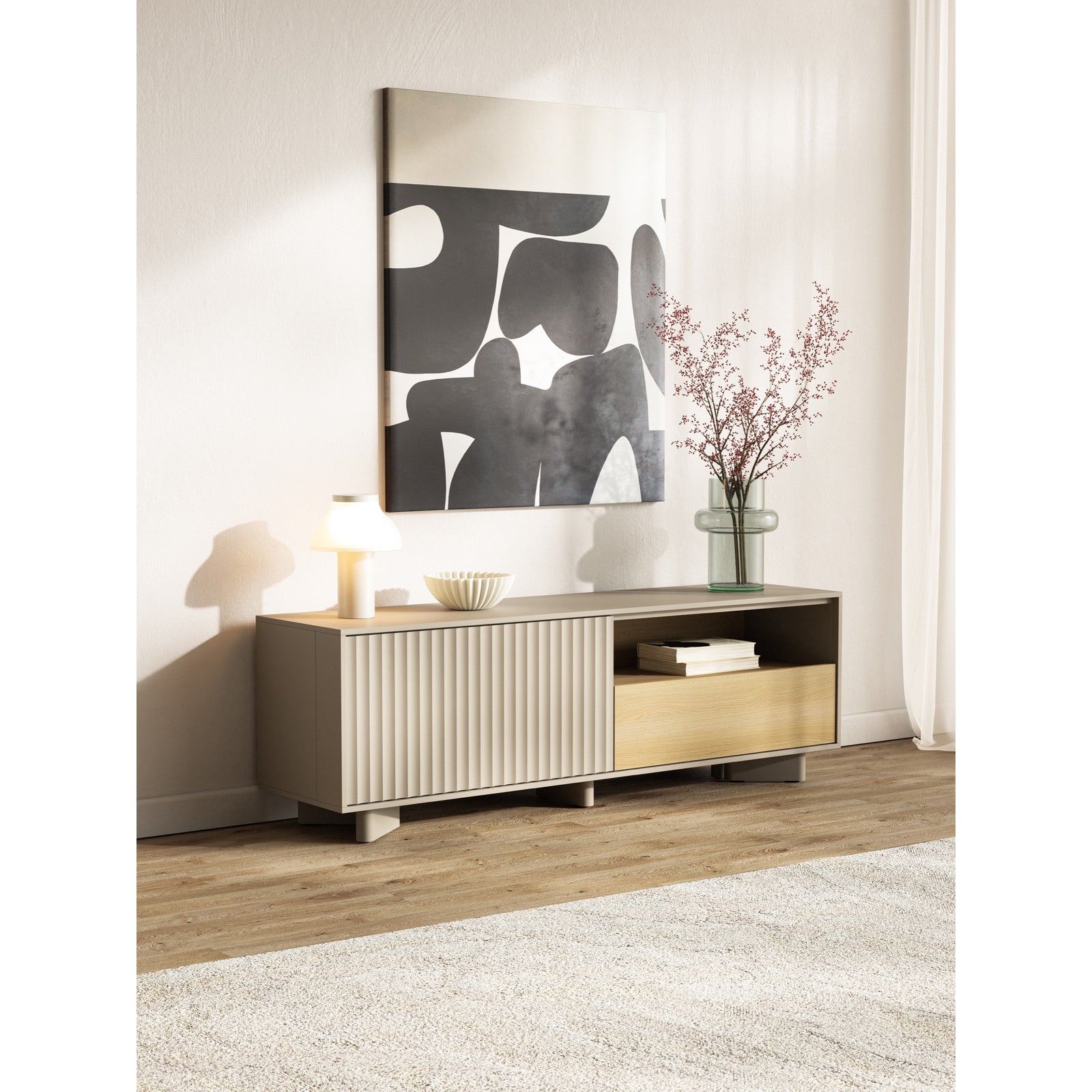 TV staliukas DISTRIA, ąžuolo, 140 cm