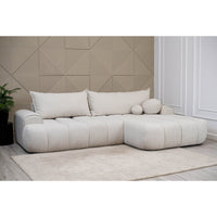Kampinė sofa-lova DANDELINO, kreminė, dešinė