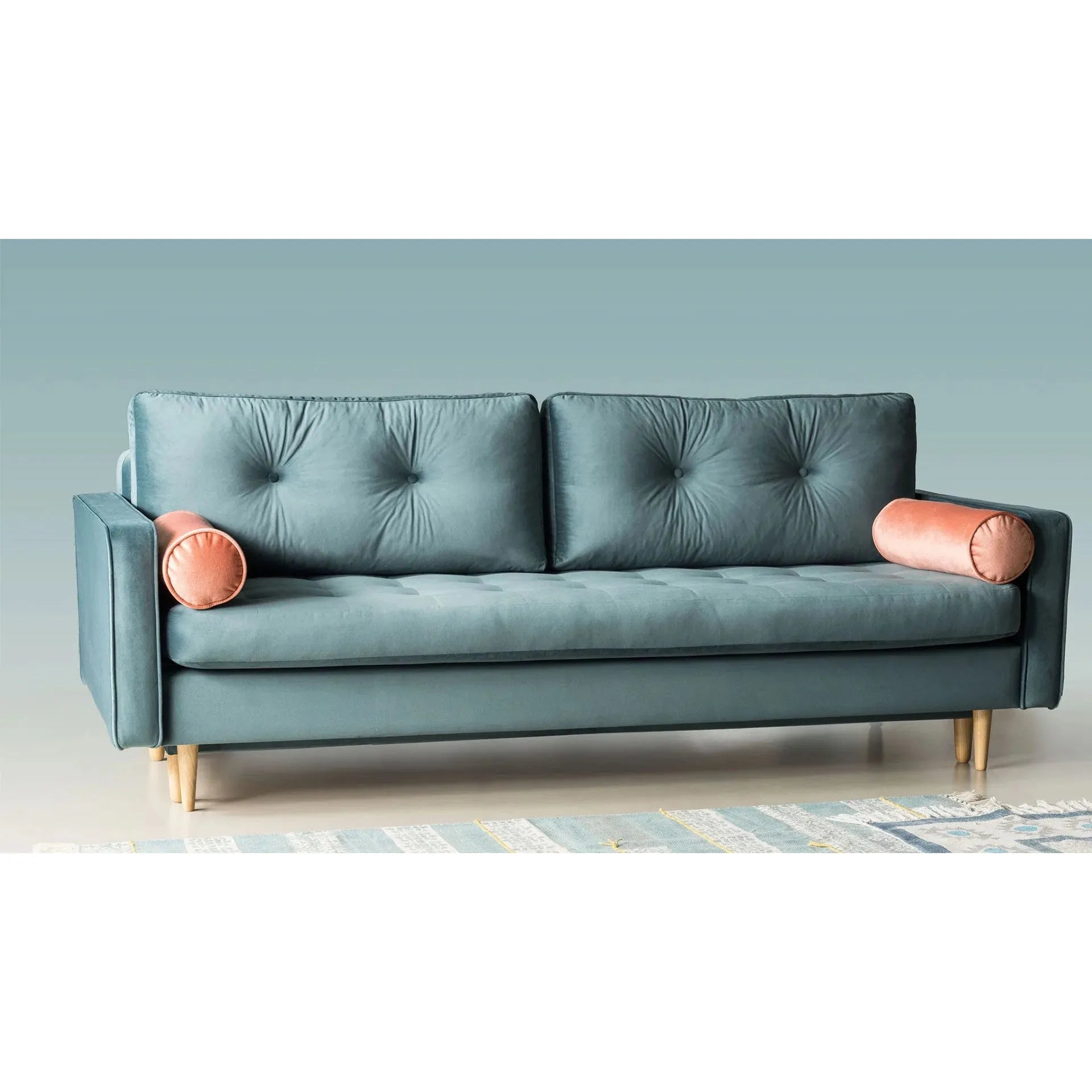ESME dygsniuota 3 vietų sofa lova, pilka spalva
