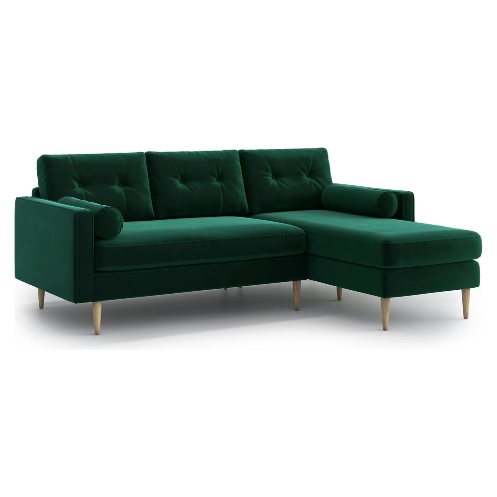 ESME kampinė sofa lova, žalia spalva, universali kampinė pusė