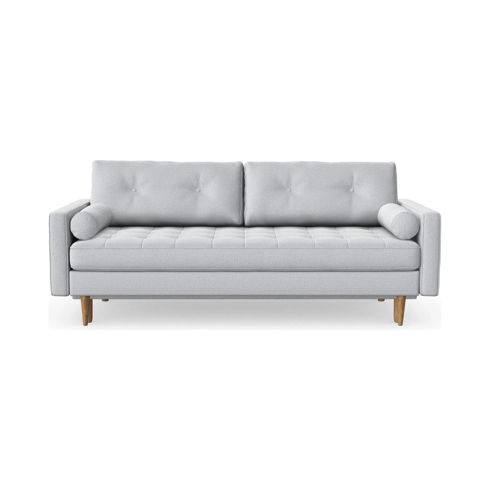 ESME dygsniuota 3 vietų sofa lova, šviesiai pilka spalva