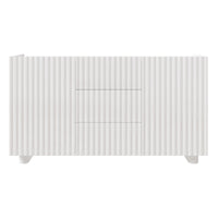 Komoda FIORRA, balta blizgi, 144 cm, 2 durelės, 3 stalčiai