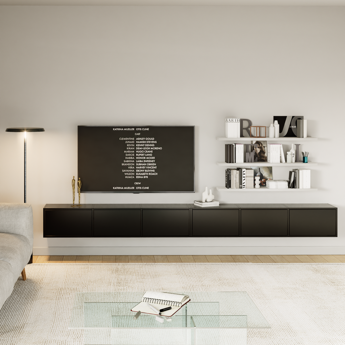 TV staliukas ZARI, juodas, 300 cm