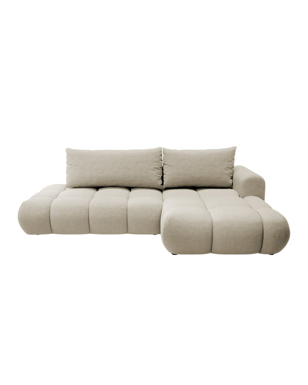 Kampinė sofa-lova OMBO, pilkai smėlinė, dešinė