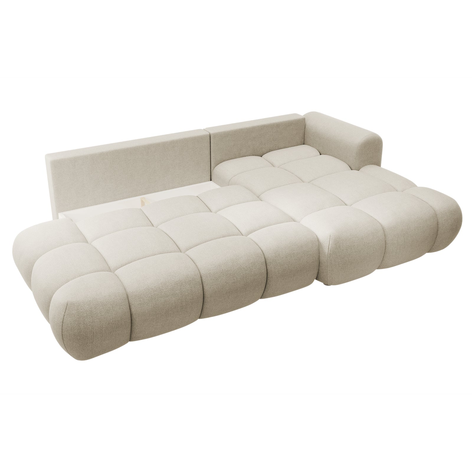 Kampinė sofa-lova OMBO, pilkai smėlinė, dešinė