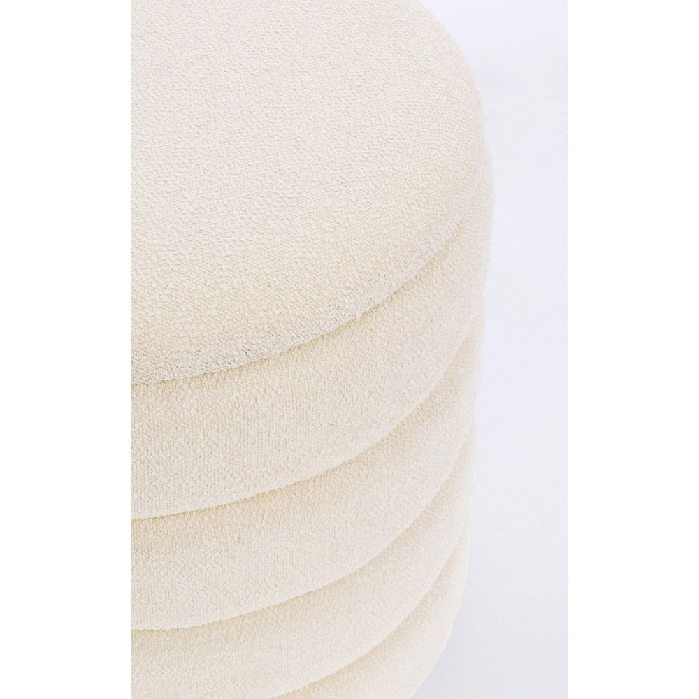 Pufų komplektas ATERINA, balta spalva, boucle