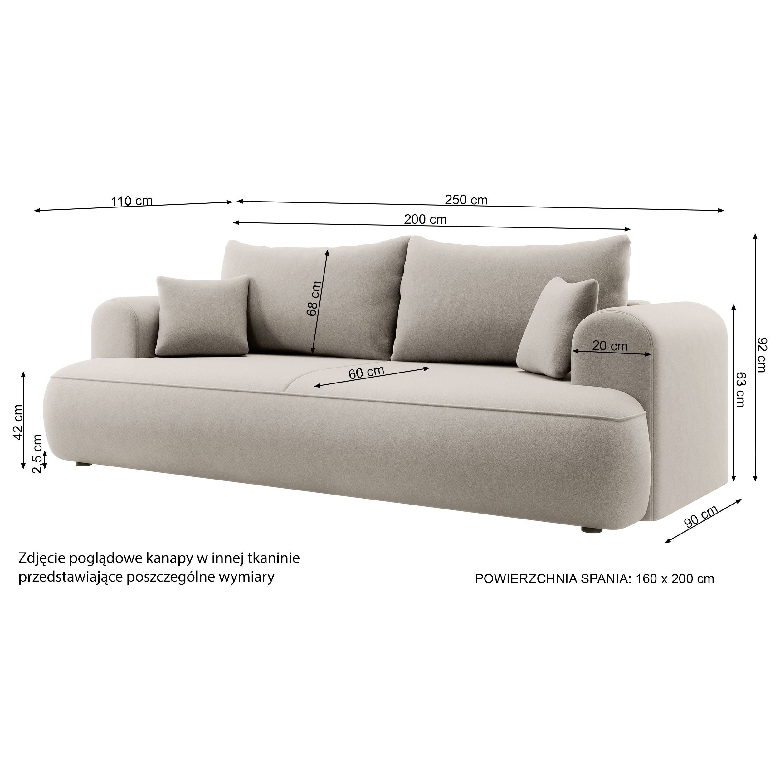 Trivietė Sofa OVO, su miegamąja funkcija, kreminė spalva, boucle