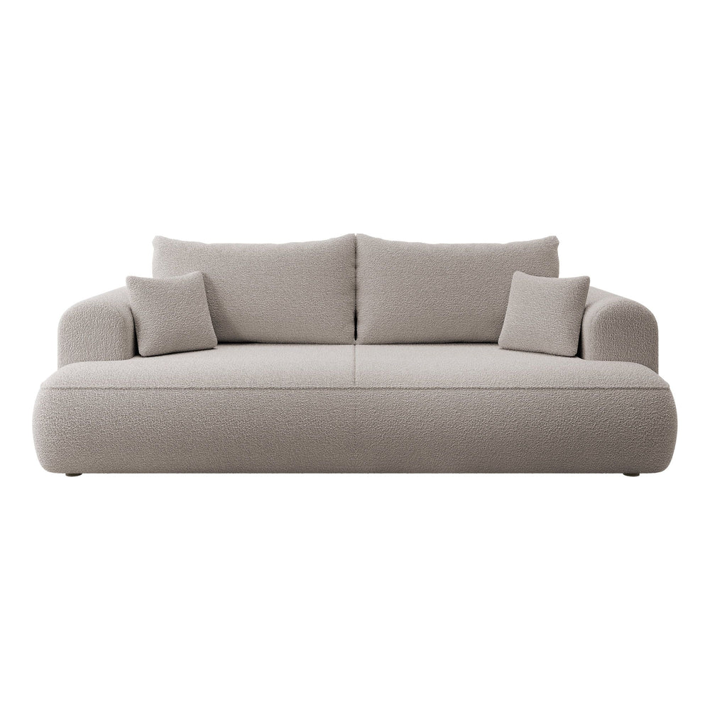 Trivietė Sofa OVO, su miegamąja funkcija, tamsiai smėlio, boucle