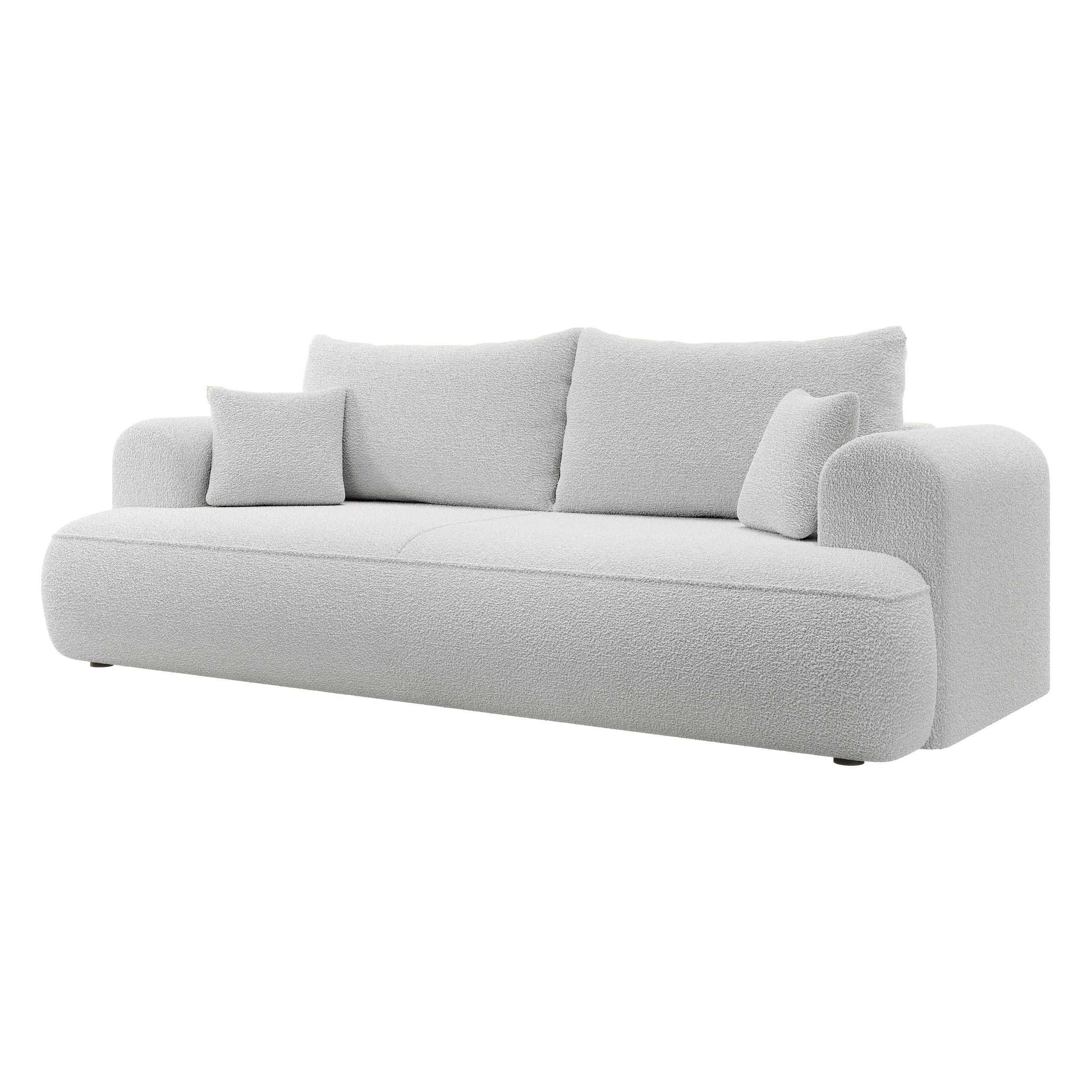 Sofa lova OVO, pilka spalva, boucle