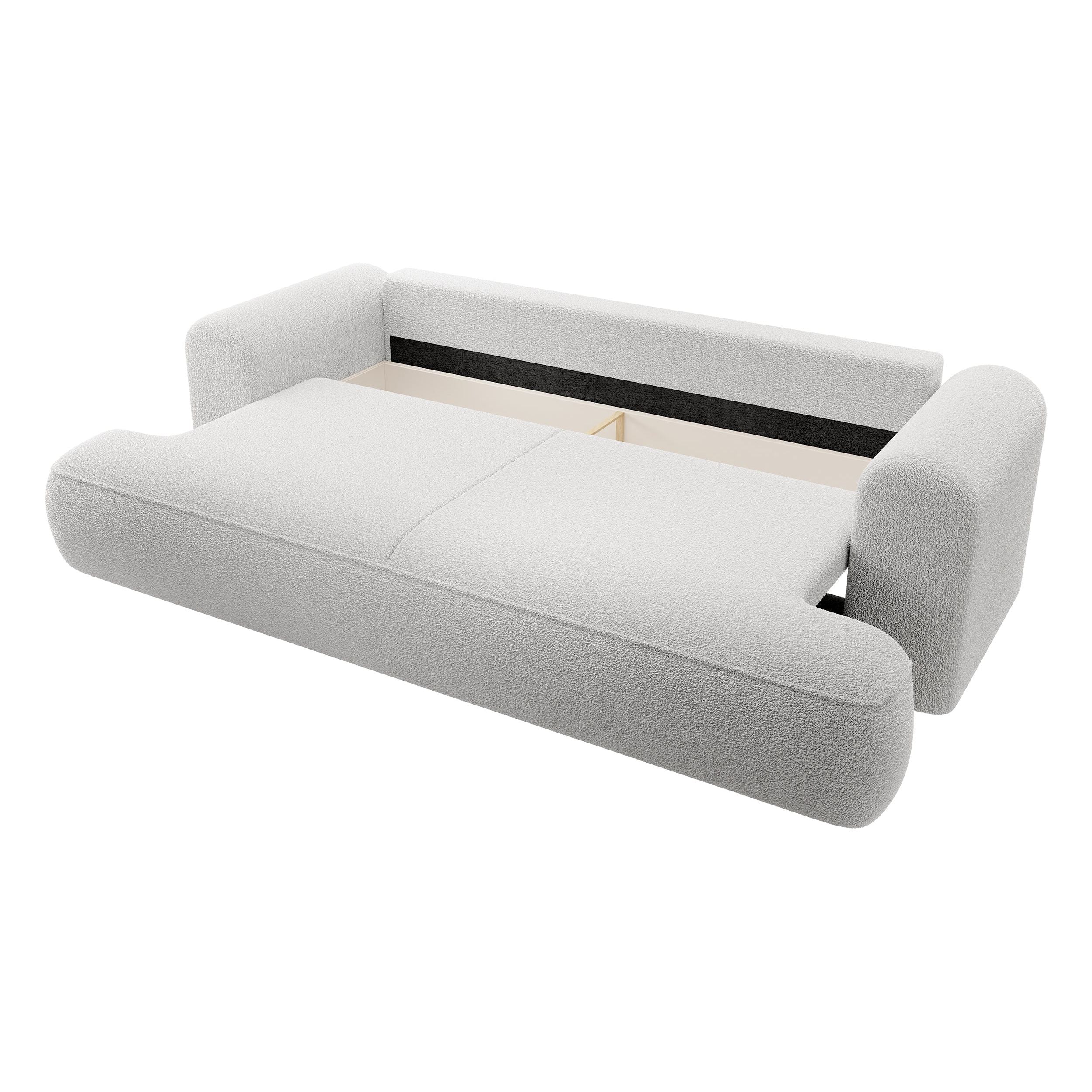 Sofa lova OVO, pilka spalva, boucle