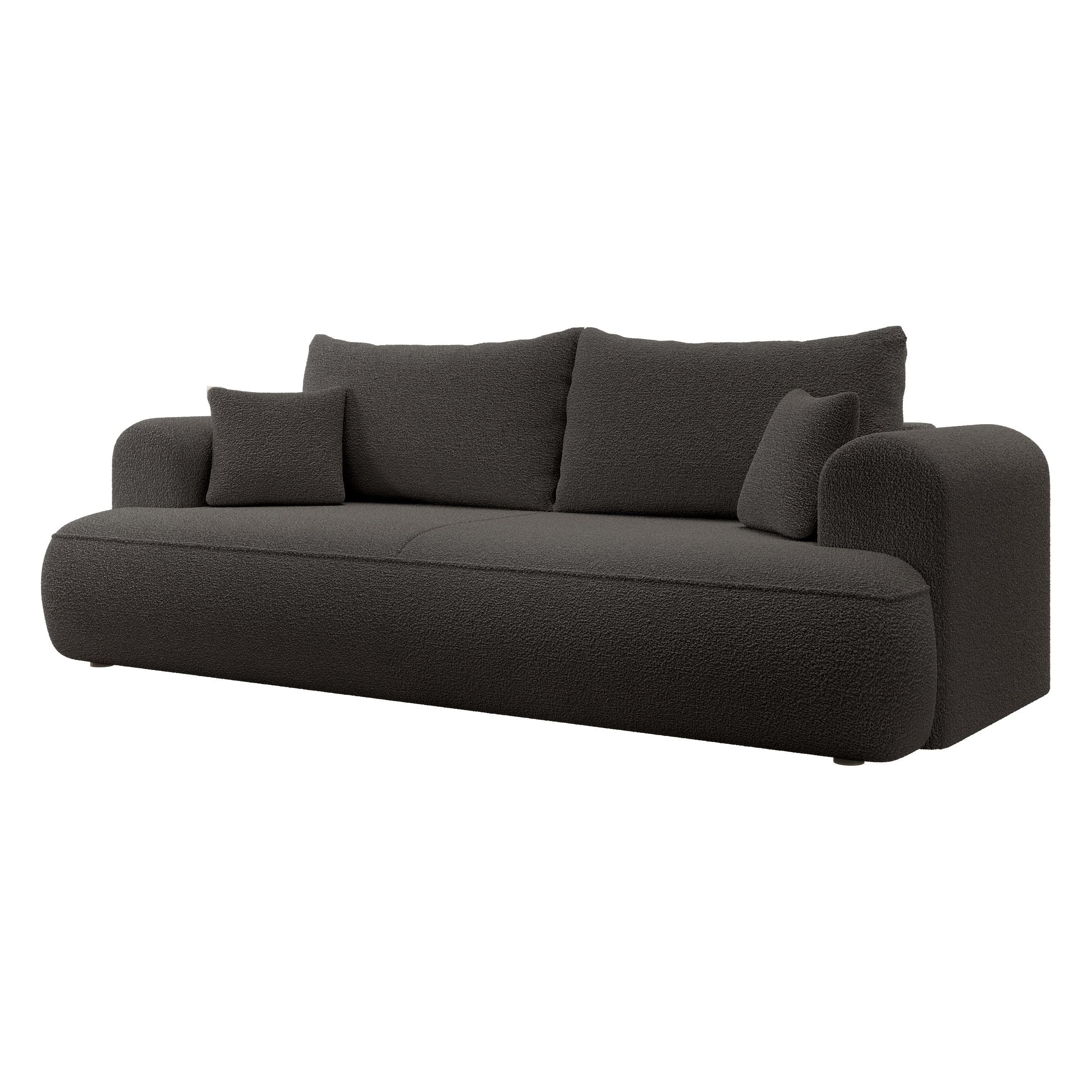 OVO sofa bed, dark grey, boucle