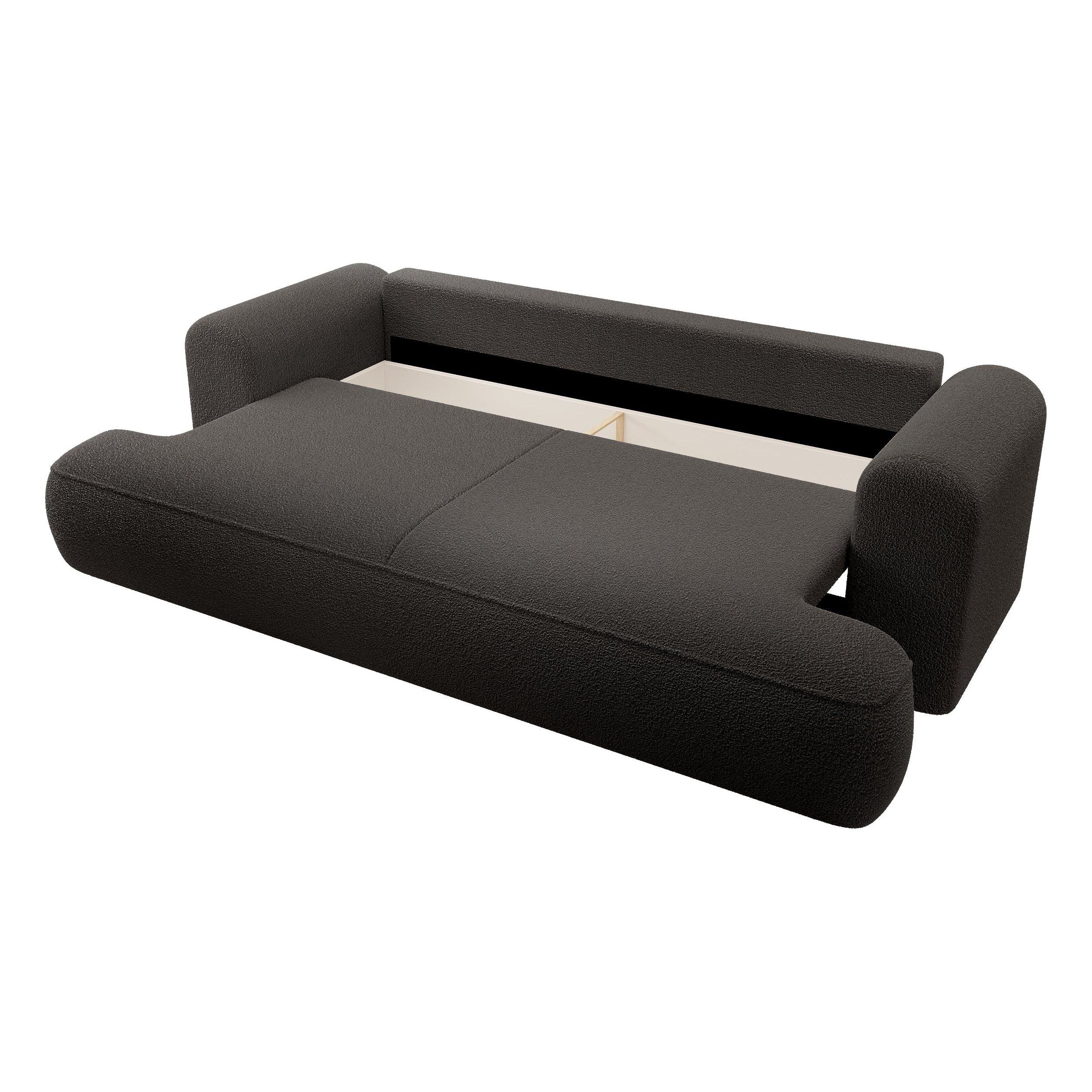 OVO sofa bed, dark grey, boucle
