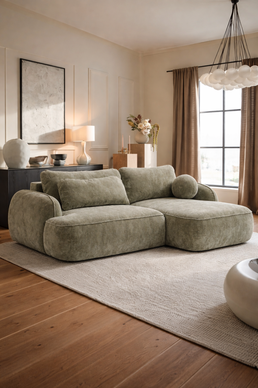 Corner sofa ZEN, green upholstery