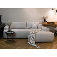 Kampinė sofa-lova OVO, kreminė, dešinė