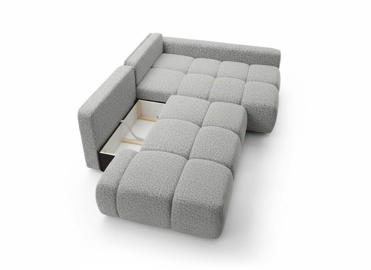 Kampinė sofa-lova BALIS, tamsiai pilka