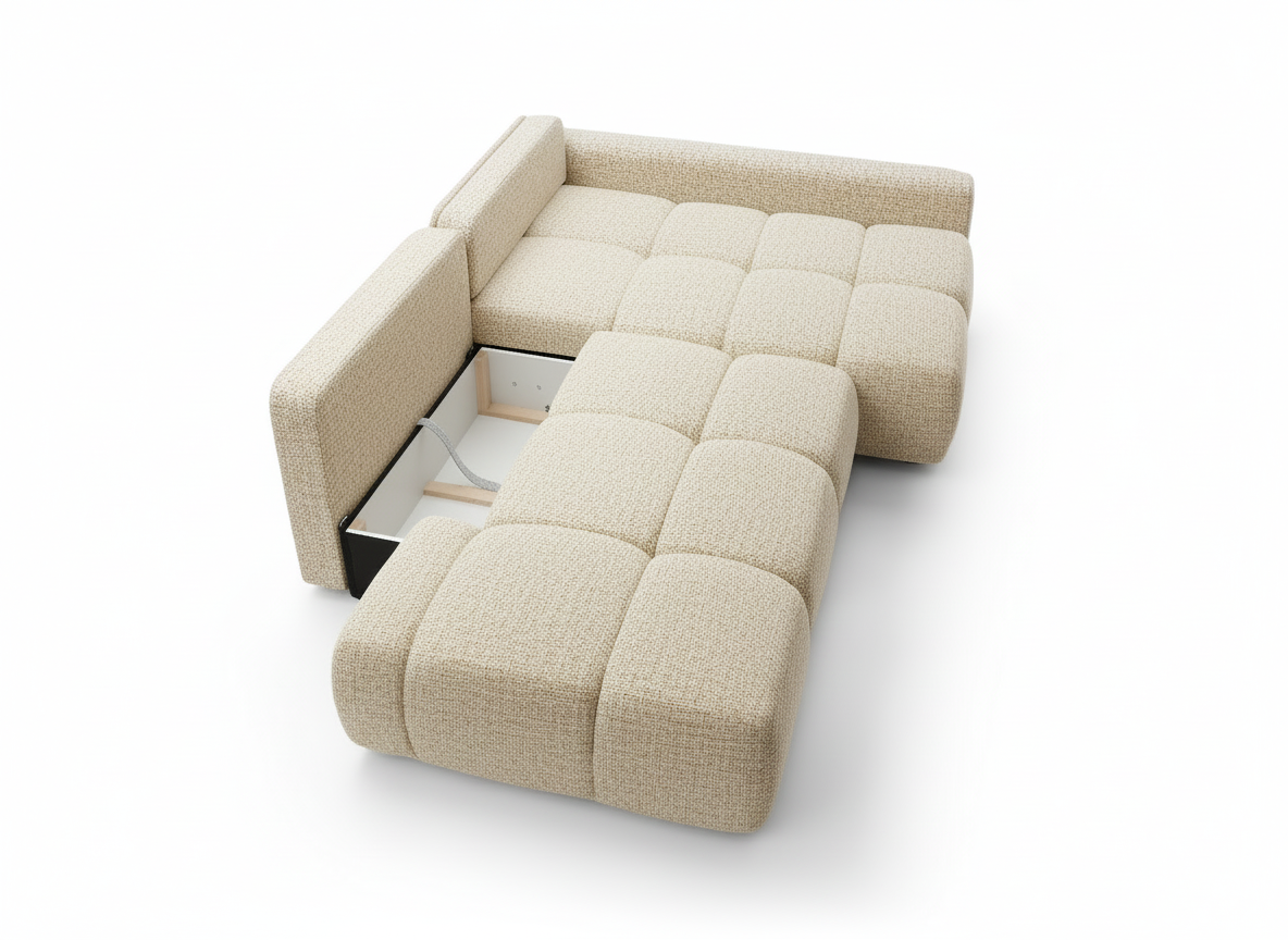 Kampinė sofa-lova BALIS, smėlinė