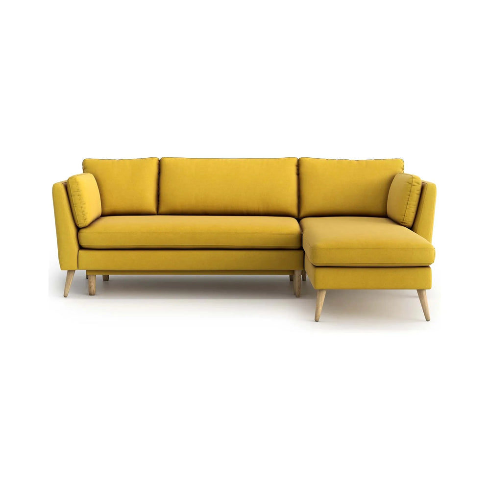 JANE kampinė sofa lova, geltona spalva, universali kampo pusė