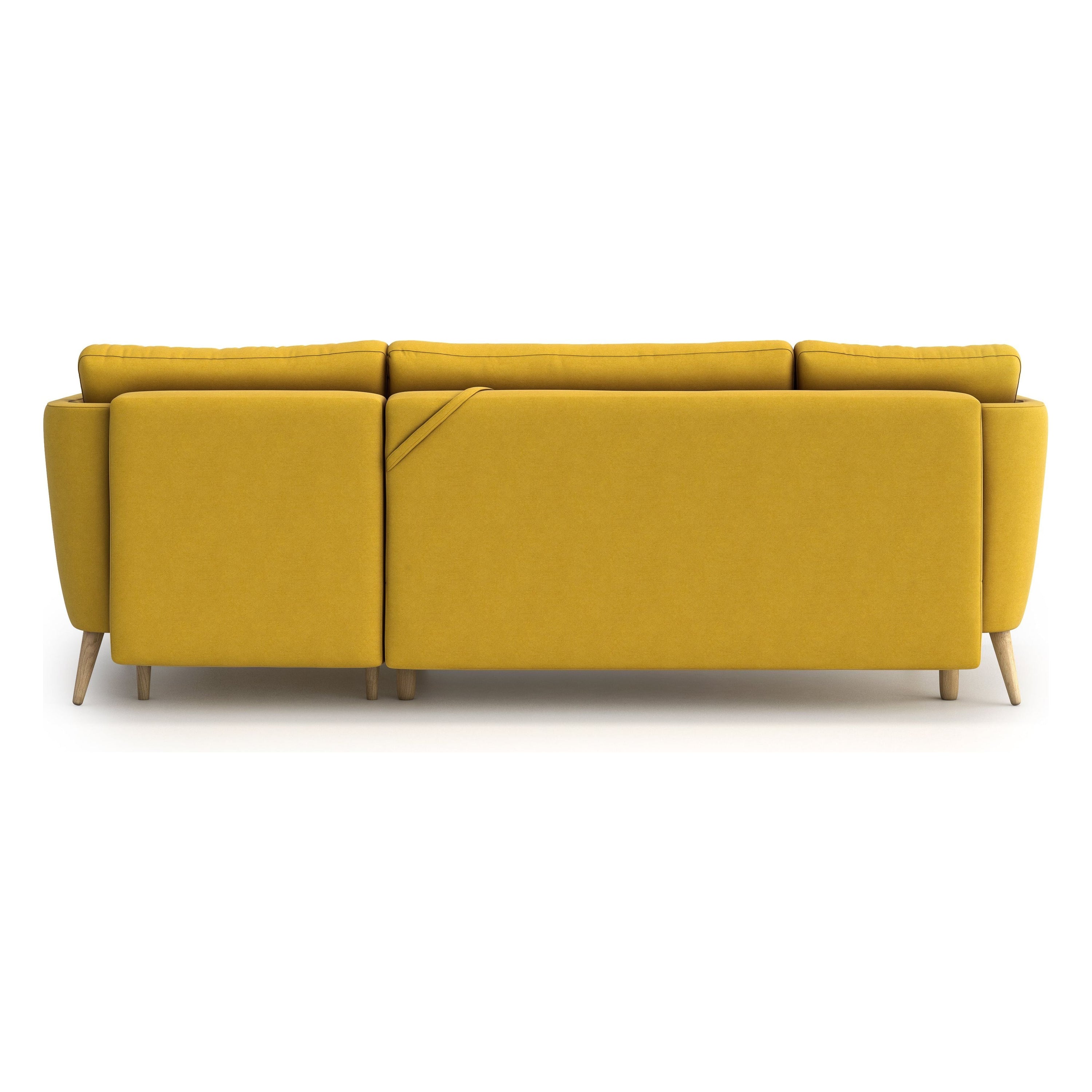 JANE kampinė sofa lova, geltona spalva, universali kampo pusė