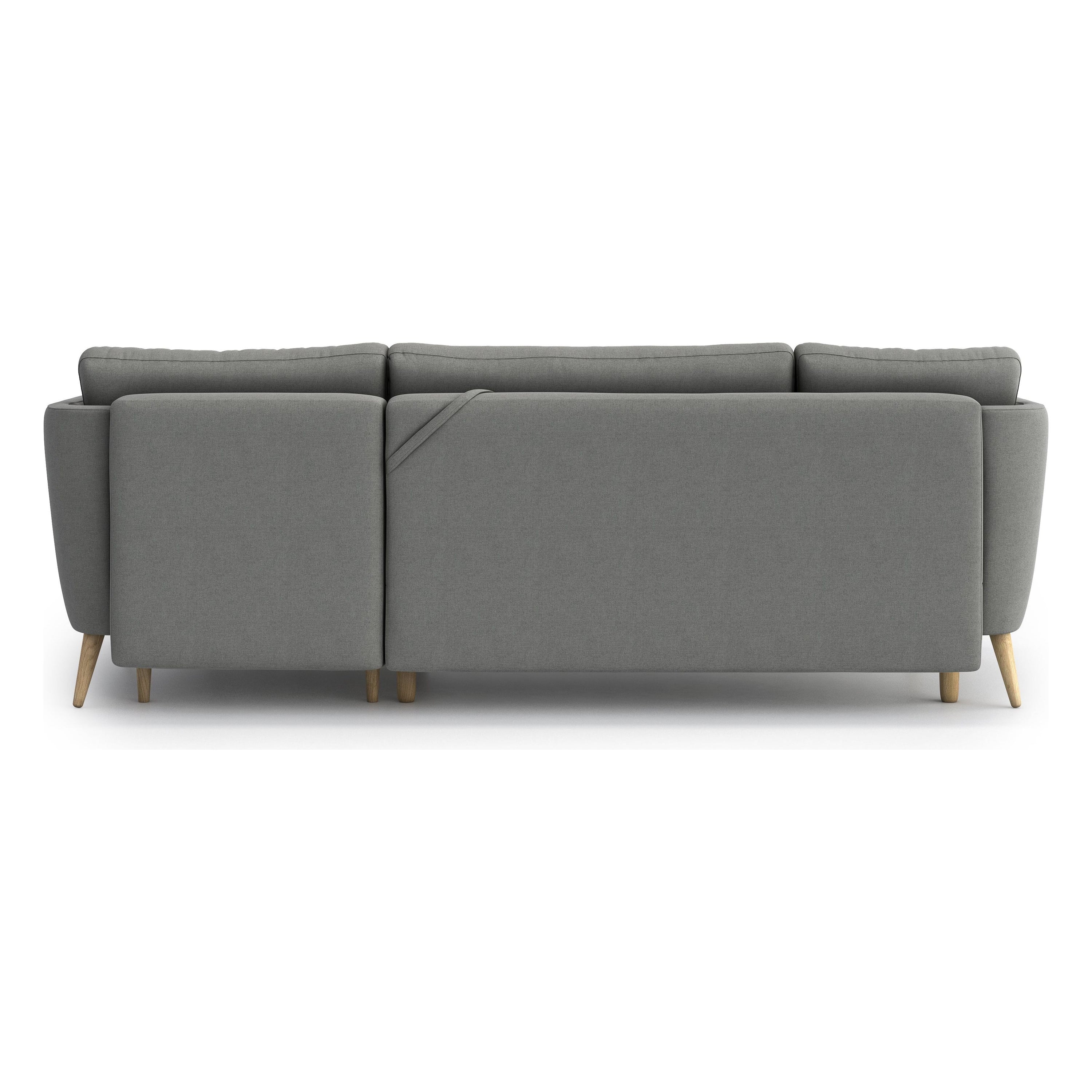 JANE kampinė sofa lova, pilka spalva, universali kampo pusė