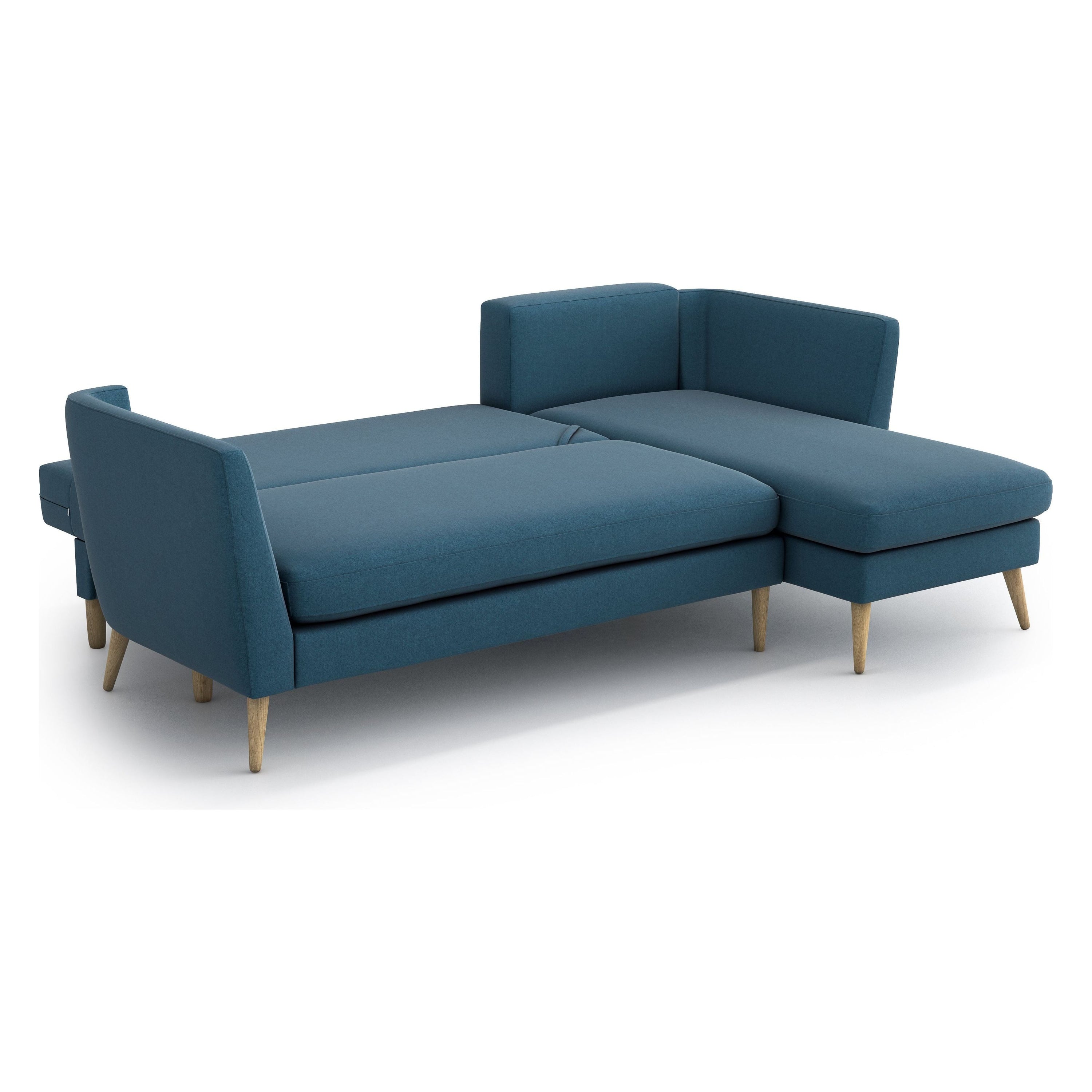 JANE kampinė sofa lova, mėlyna spalva, universali kampo pusė