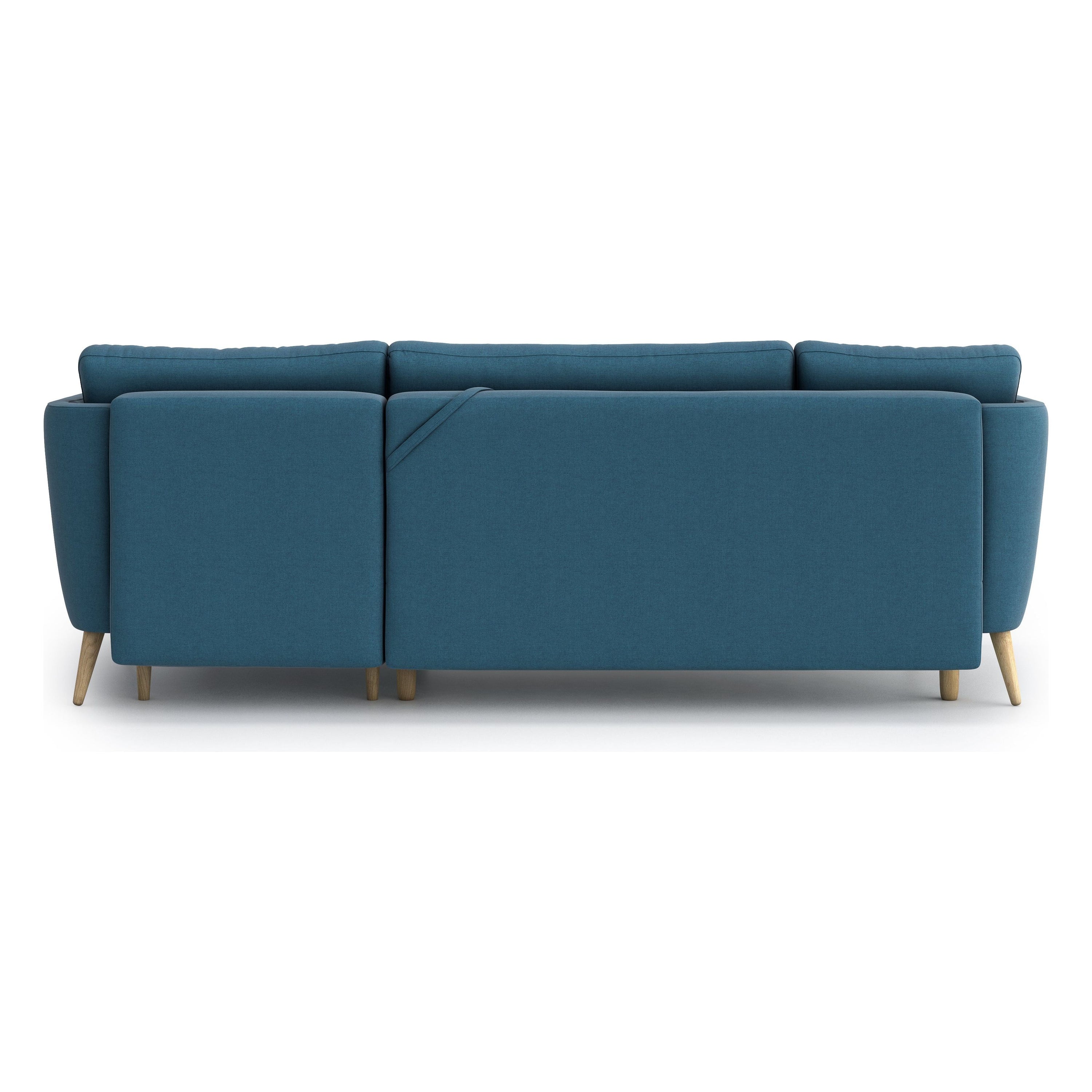 JANE kampinė sofa lova, mėlyna spalva, universali kampo pusė