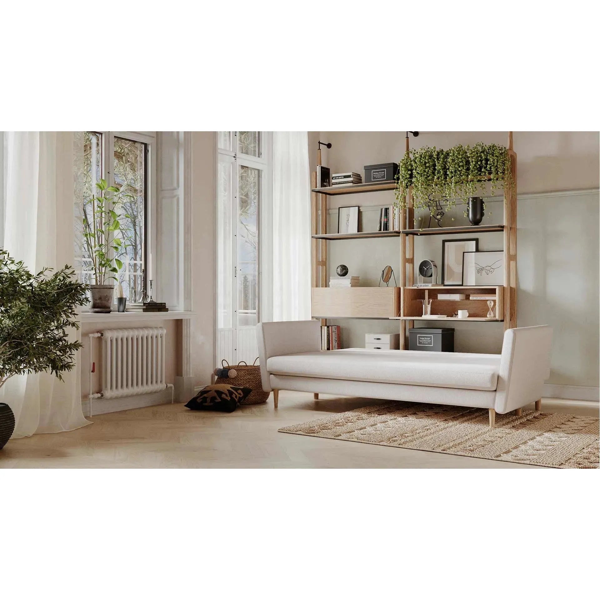 JOLEEN 3 vietų sofa lova, kreminė spalva
