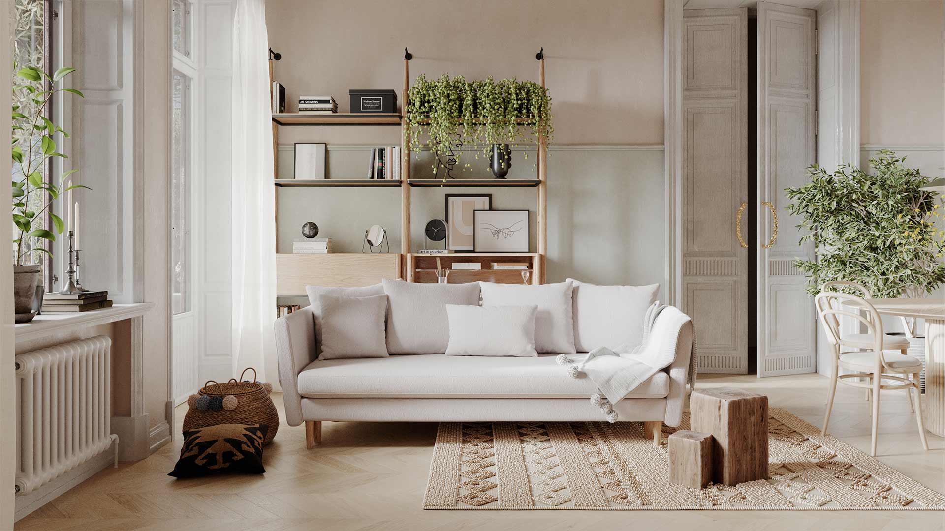 Sofa bed JONES, Shell bouclé