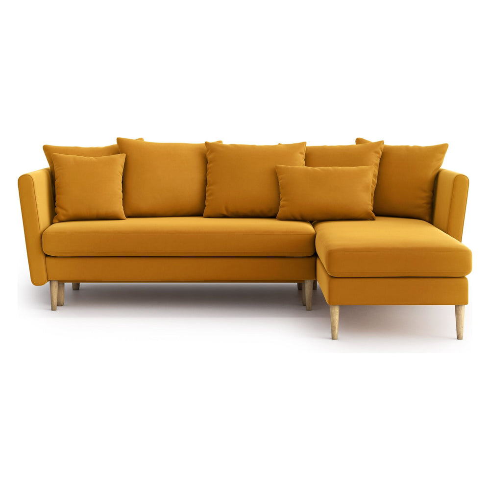 JOLEEN kampinė sofa lova, konjako spalva, universali kampo pusė