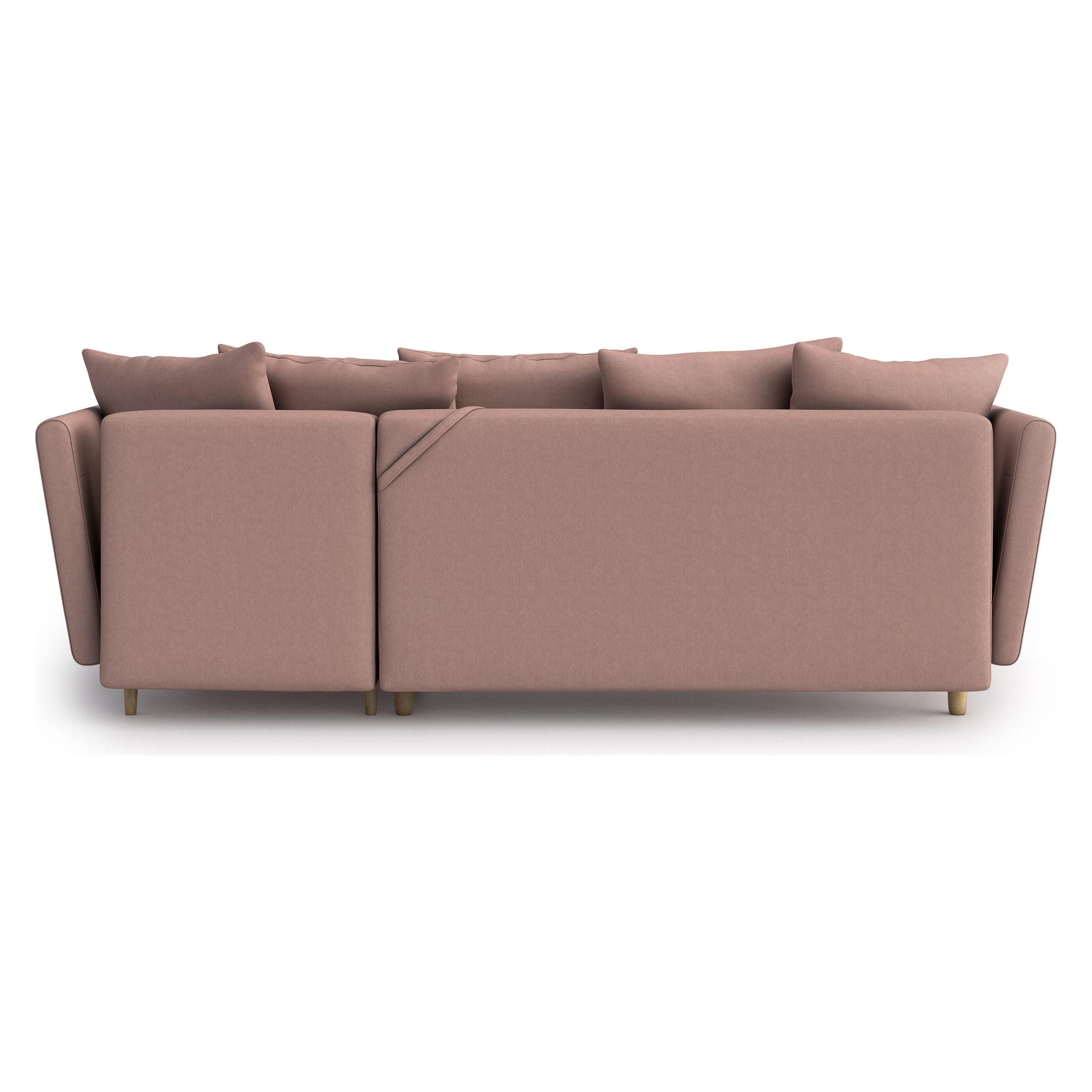 JOLEEN kampinė sofa lova, rožinė spalva, universali kampo pusė