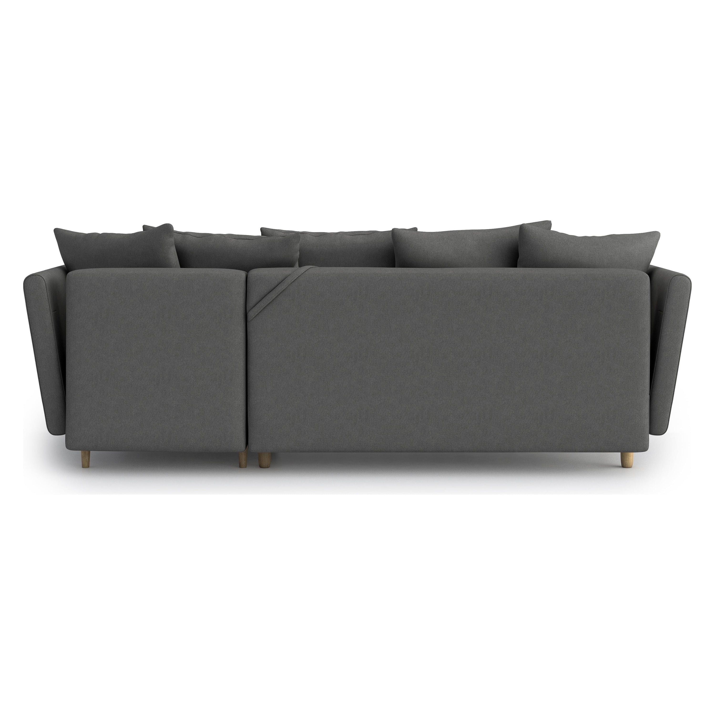 JOLEEN kampinė sofa lova, tamsiai pilka spalva, universali kampo pusė