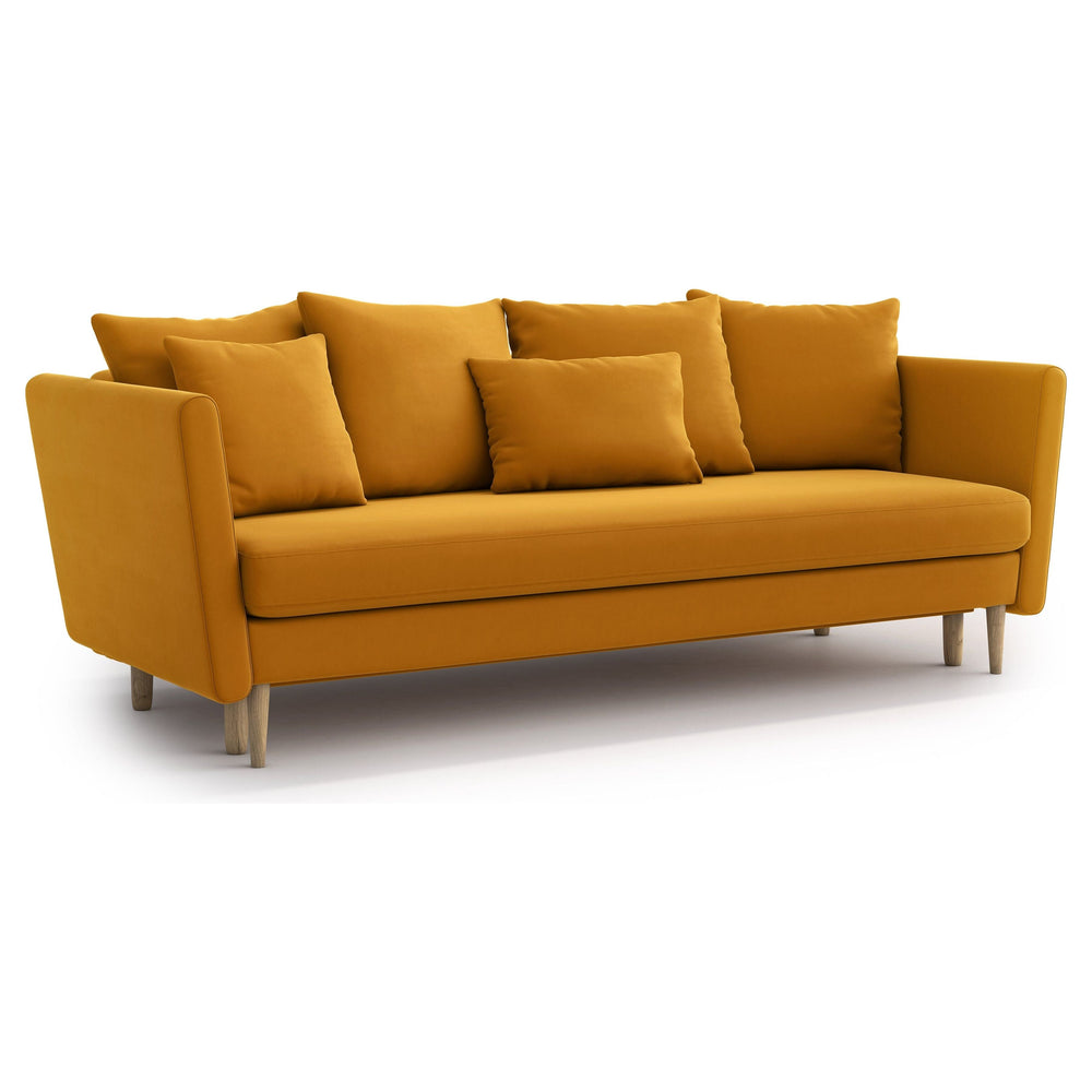 JOLEEN 3 vietų sofa lova, konjako spalva
