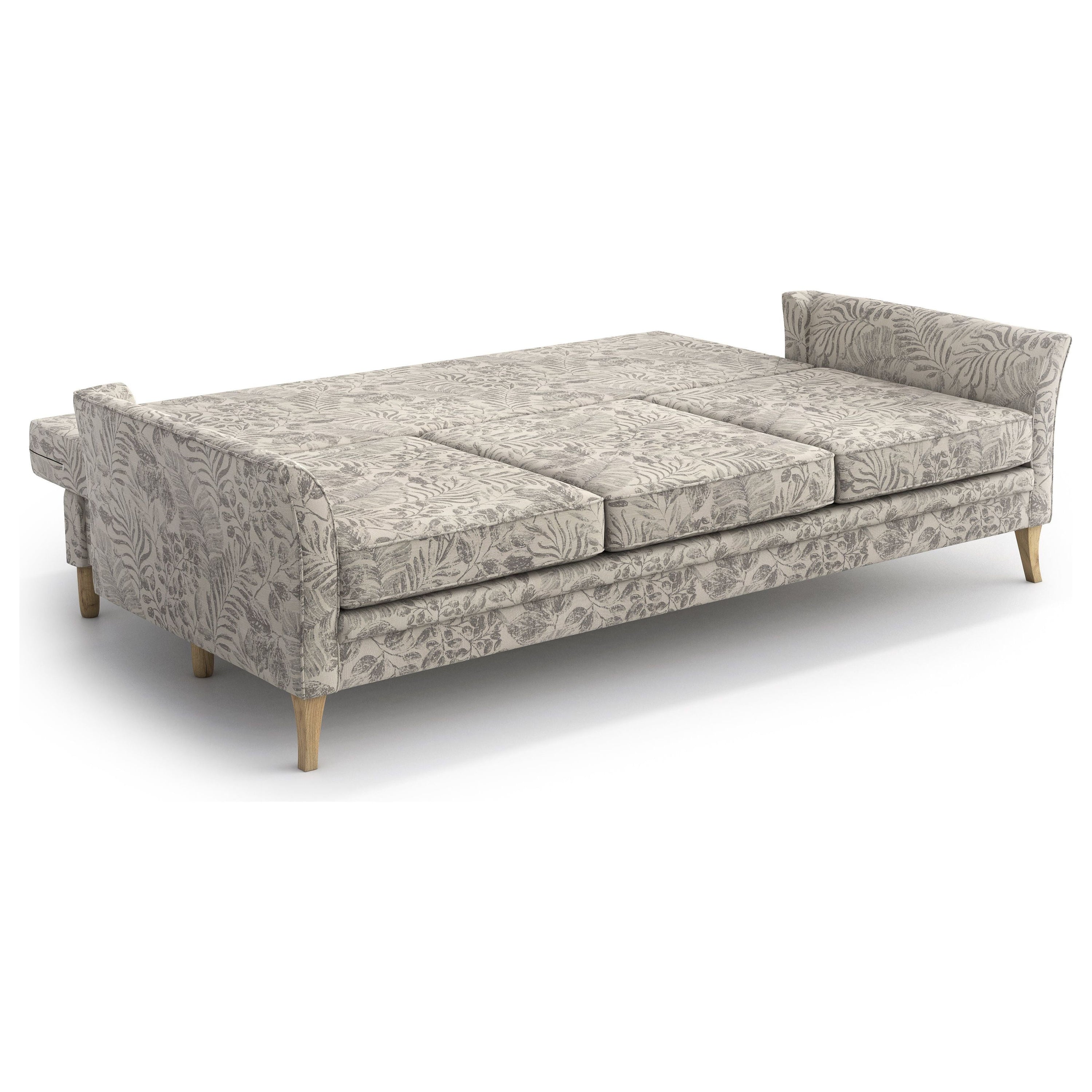 JULIETT 3 vietų sofa lova, pilkų gėlių raštas