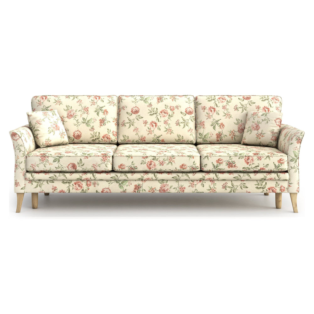 JULIETT 3 vietų sofa lova, šviesių gėlių raštas