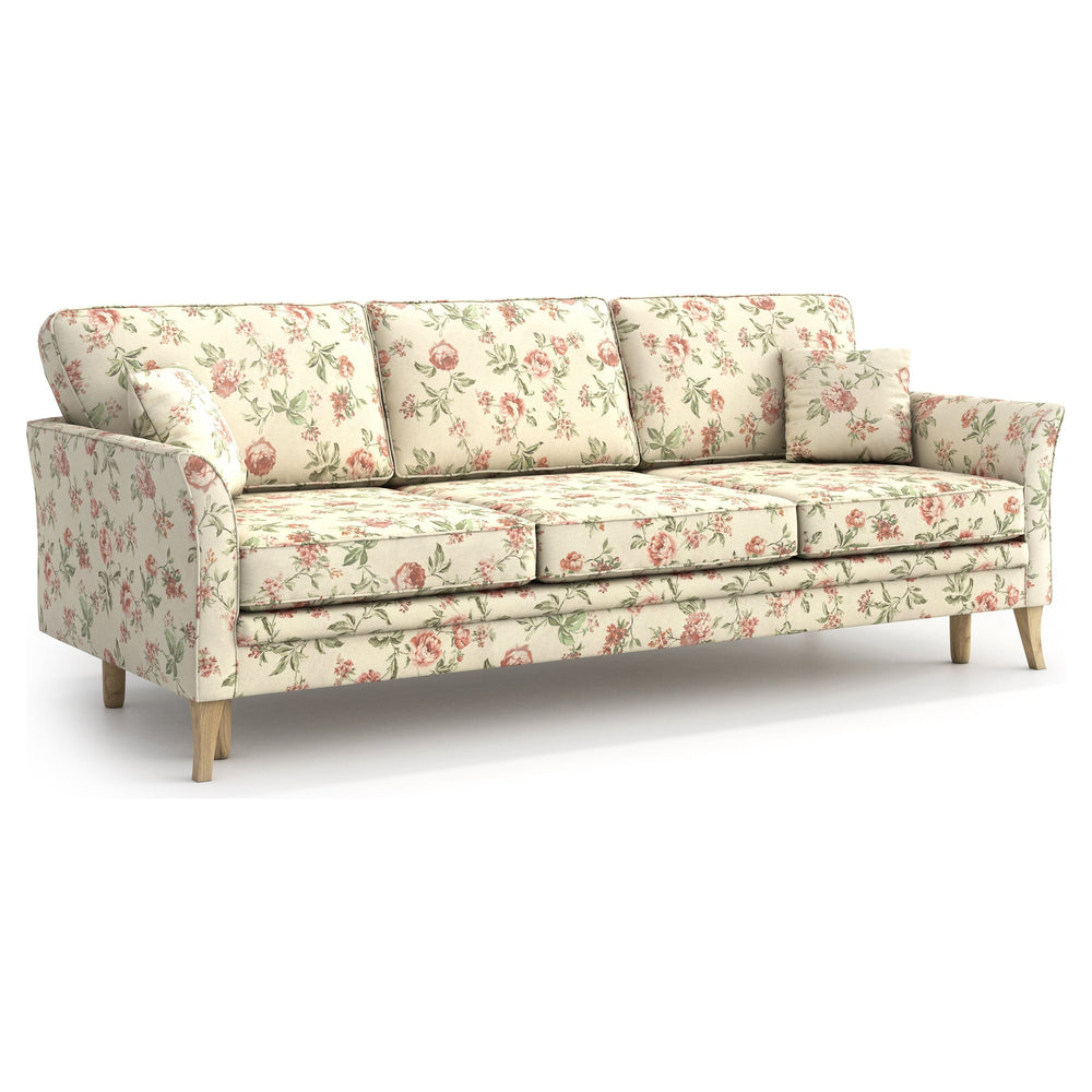 JULIETT 3 vietų sofa lova, šviesių gėlių raštas