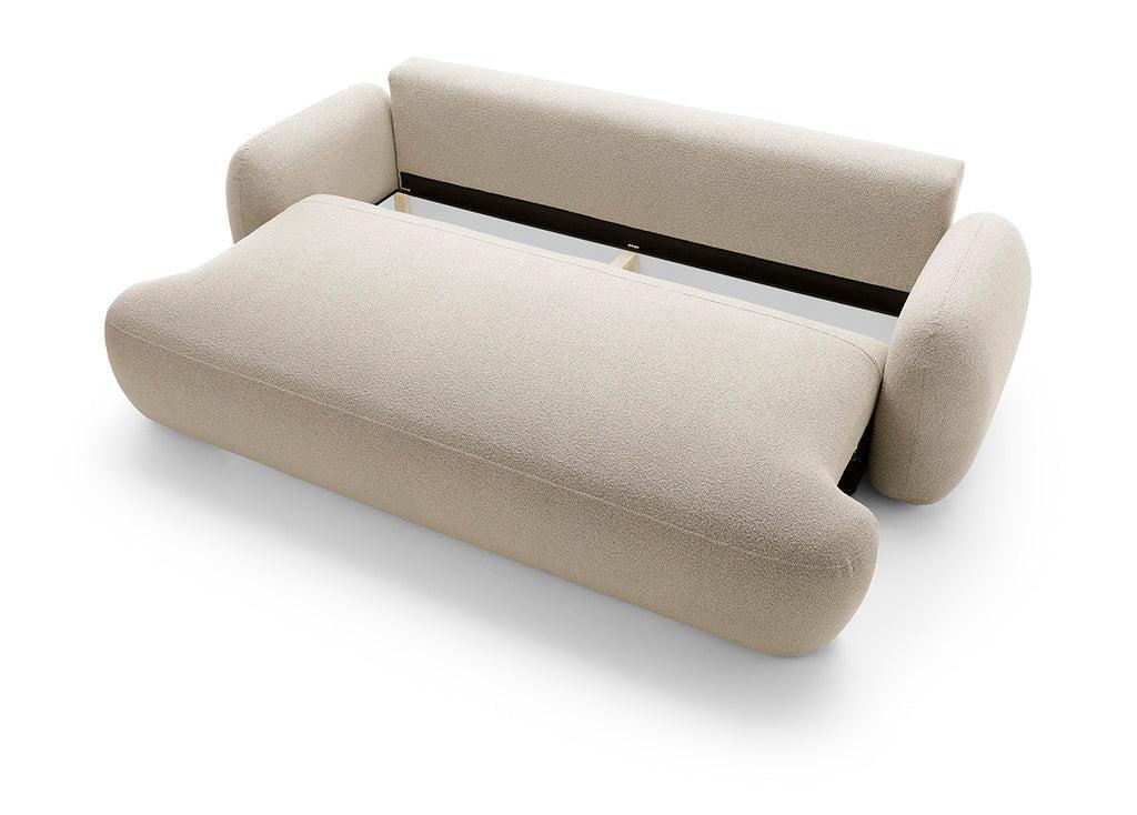 Sofa MEIDA su miego funkcija, bouclé smėlinis
