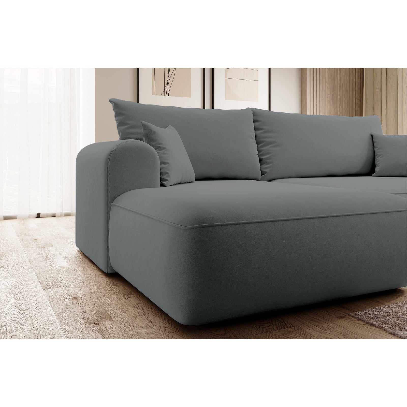 Kampinė sofa-lova CORMAC, pilka