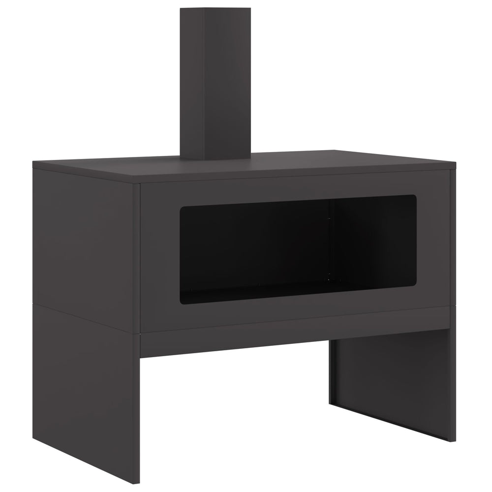 Ugnies duobė su kaminu Juoda 80x50x96 cm Plienas