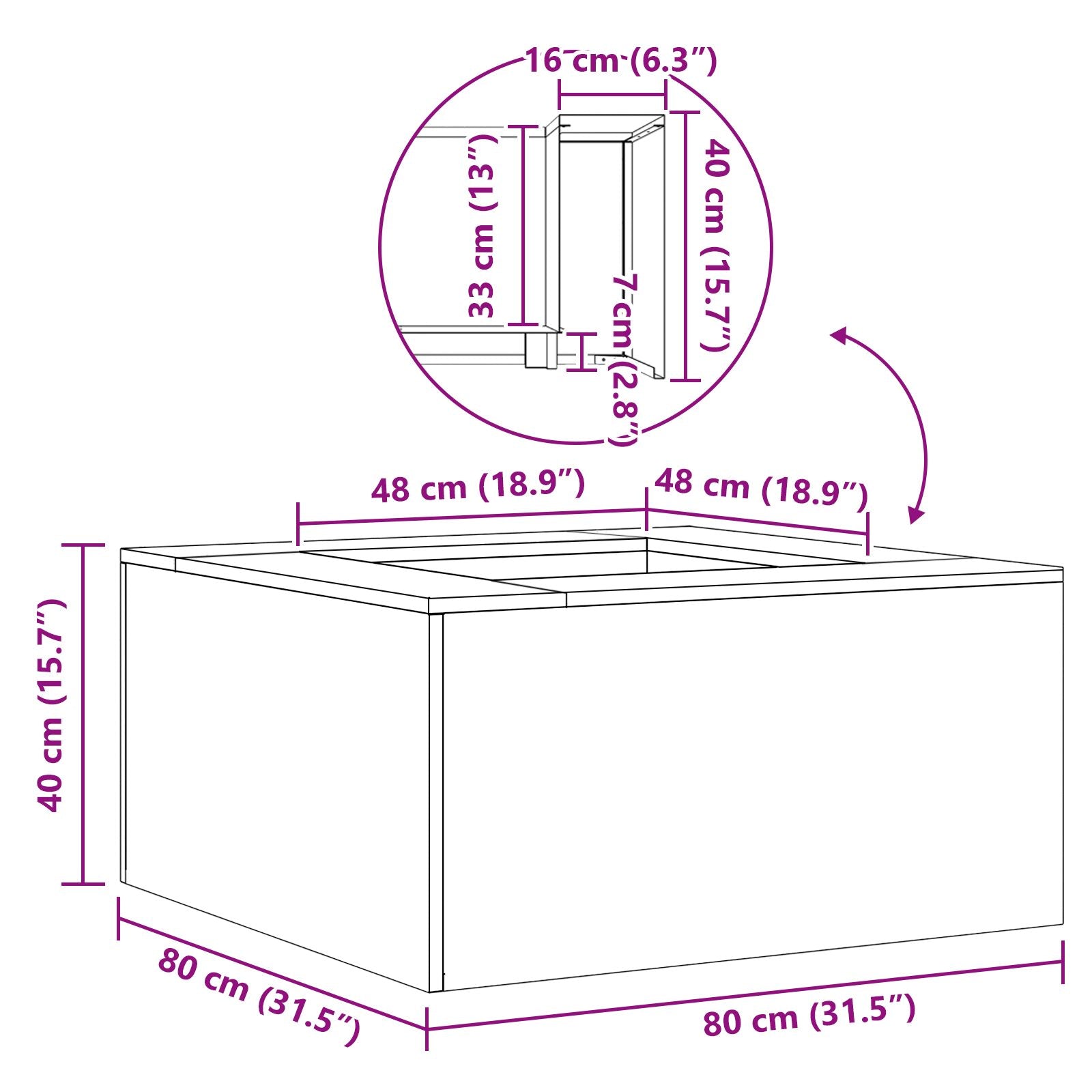 Kvadratinis Ugnies Kuras Juodas 80x80x40 cm Plienas