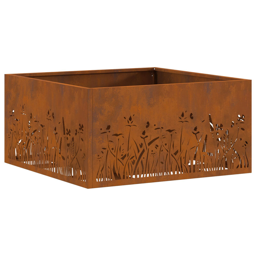 Kvadratinė Ugnies Duobė 60x60x30 cm Iš Orą atsparaus Plieno