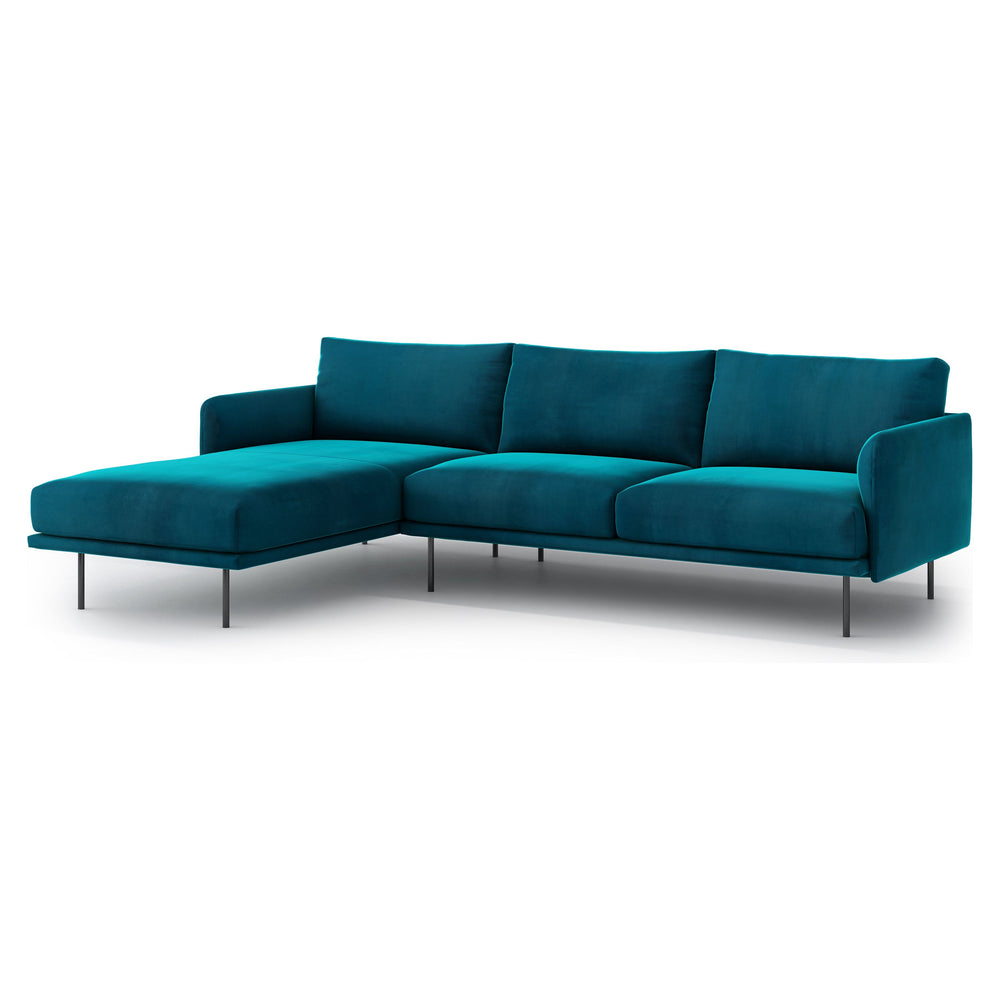UMA kampinė sofa, mėlyna spalva, kairė pusė