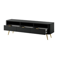 TV staliukas OVAL, juoda, 162 cm