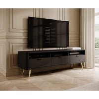 TV staliukas OVAL, juoda, 162 cm
