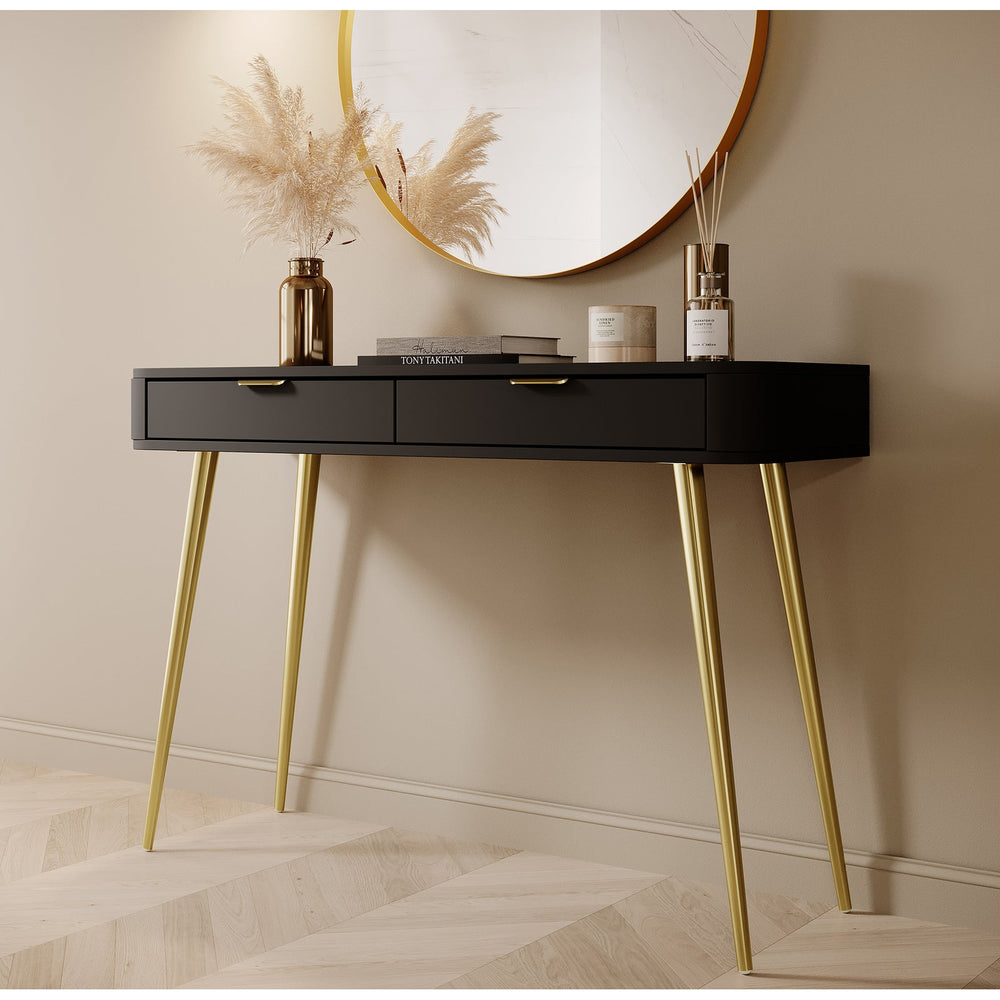 Kosmetinis staliukas OVAL, juoda, 112 cm